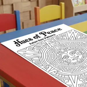 Poster da colorare con motivo sole azteco per bambini disegno d'arte creativo e svago ora.