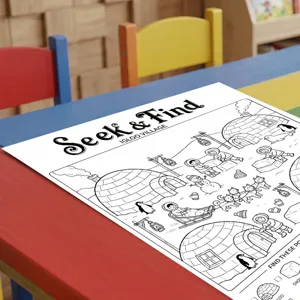 Poster da colorare cerca e trova animali polari per bambini libro di disegno divertente.