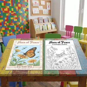 Vista detallada de los carteles para colorear de mariposas e insectos para ninos.