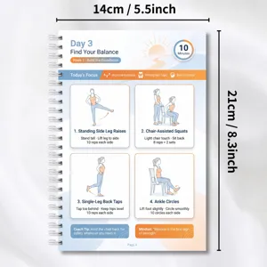 Fitnessnotizbuch Detailseite mit Tag 3 Gleichgewichtsübungsanleitung und Illustrationen.