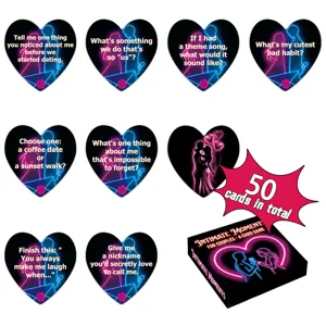 Heart Shaped Couple Interactive Card Game Romantic Intimate Moments Neon Style Paper Board Game For Date Night Fun