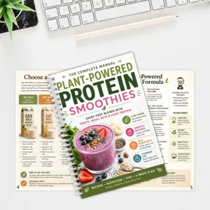 Découvrez de délicieuses recettes de smoothies protéinés végétaux dans ce manuel spirale.