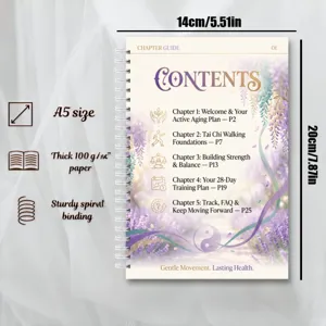 Taccuino a spirale A5 piano camminata Tai-Chi con carta spessa 100g e rilegatura solida.