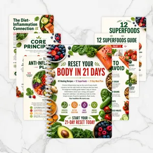 Carnet de plan de repas sain de 21 jours avec guide super-aliments et recettes de santé.