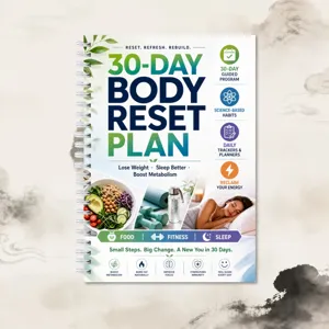 30-day body reset planner notebook, daily wellness tracker, fitness and diet journal for health.