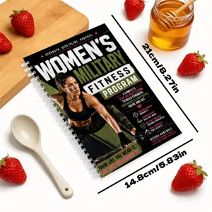 Women's military fitness program spiral notebook workout planner diary guide book 21x14.8cm