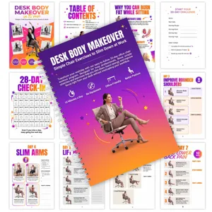 Büro-Trainingshandbuch Detailansicht, Fitness-Übungen für den Stuhl mit täglichem Trainingsplan.