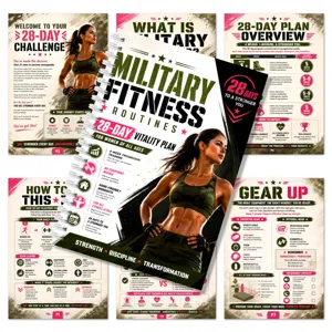 28-day fitness planner spiral notebook for women, workout guide and daily challenge journal.
