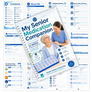 12-week senior medication organizer planner notebook with large print tracker and spiral bound.