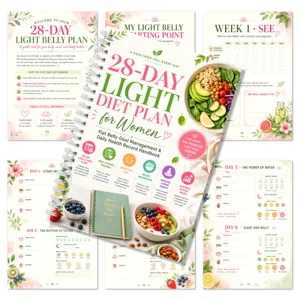 28-daagse lichte dieetplan handboek voor vrouwen, dagelijks gezondheids- en maaltijdnotitieboek.