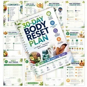30-day body reset plan coil notebook, daily fitness planner and wellness handbook.