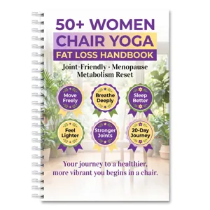 Spiralgebundenes Stuhl-Yoga-Handbuch für Frauen ab 50 zur Gewichtsabnahme und Stoffwechsel.