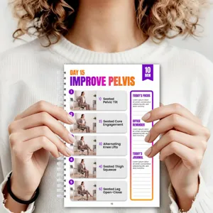 Bürostuhl Übungshandbuch Detailseite mit täglichen Beckenkippen Workouts und Notizen.