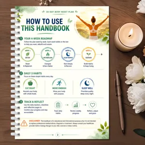 30-day body reset plan spiral notebook daily planner wellness tracker fitness handbook