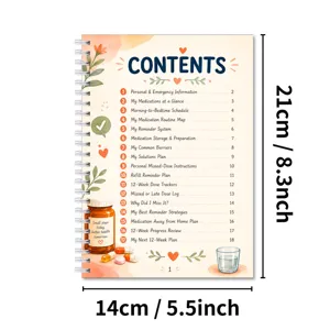 Vista dettagliata della pagina dei contenuti del pianificatore di medicinali di 12 settimane.