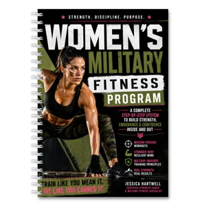 Women's military fitness program spiral notebook, perfect for workout planning and endurance tracking.