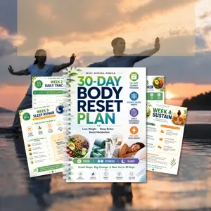 30-day body reset plan spiral planner notebook, daily tracking health fitness log book.