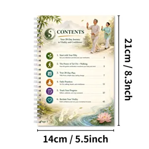 Quaderno a spirale per il benessere di Tai Chi e camminata di 28 giorni per la pianificazione.