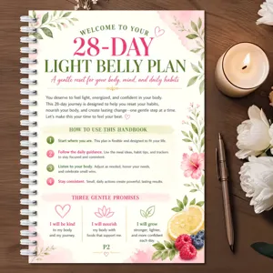 28-Dagen Light Belly Plan spiralen planner voor gezondheids- en voedingsmanagement.
