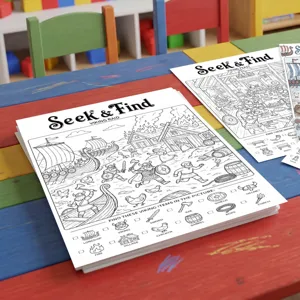 Viking Theme Seek And Find Coloring Posters For Kids Educational Paper Art Set Multi Page Child DIY Drawing Activity Child Gift