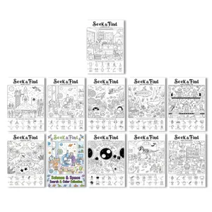 Detailed view of the educational seek and find coloring posters bundle featuring various themes.