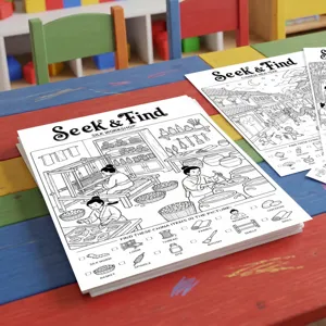 Chinese Style Seek And Find Coloring Poster For Kids Educational Hand Painted Ancient Scene Drawing Doodle Paper Set