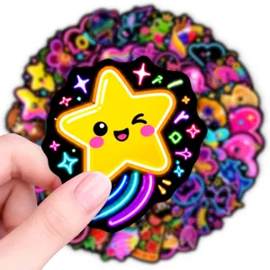 Jolis autocollants étanches étoile néon mignonne pour coques de téléphone et décoration.