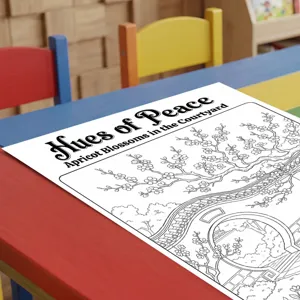 Póster para colorear de paisaje natural creativo para relajación y diversión artística.