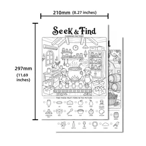 Kids Seek and Find Coloring Poster Educational Fun Hand-Drawn Activity Paper Sheet 10 Pcs