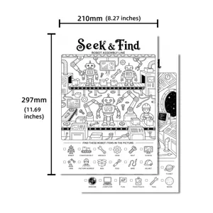 Kids coloring poster educational robot assembly line DIY painting art sheet activity