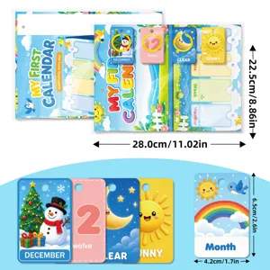 Carta educativa per bambini apprendimento calendario tempo e meteo giocattolo utile.