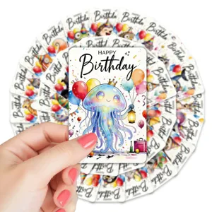 36pcs cute cartoon animal happy birthday greeting cards set for party gift decoration.