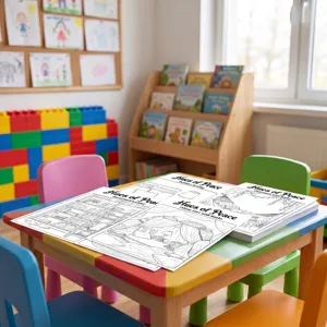 Páginas de carteles para colorear de escenas de interior relajantes, libros creativos