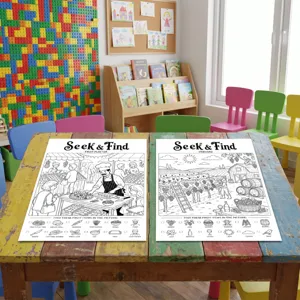 Kids Coloring Posters Seek and Find Activity Sheets Fun Educational Drawing Toys Pack