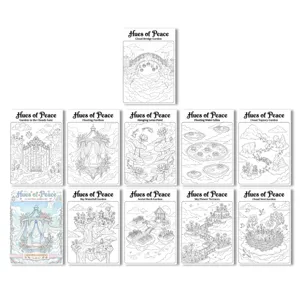 10er-Pack kreative Naturlandschaft Malposter Set, exquisite Wolken Fantasie Linienkunst.