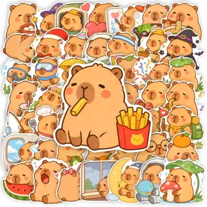 50pcs cute capybara stickers waterproof vinyl aesthetic decals for laptop scrapbooking.