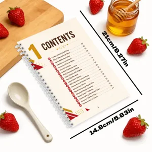 Spiral recipe notebook with detailed meal contents pages and lovely food photography props.