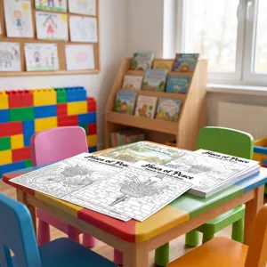 Confezione di poster da colorare disegnati a mano con paesaggi campestri per bambini, fogli d'arte.