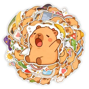 Cute 50pcs cartoon capybara stickers waterproof vinyl decals for diary laptop decor
