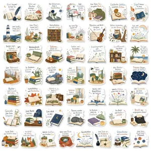 50st esthetische literaire leesstickers decoratieve waterdichte boekenstickers