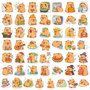 Cute capybara stickers 50pcs waterproof vinyl decal for laptop water bottle journal planner DIY decoration
