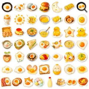 Cute food egg stickers watercolor cartoon aesthetic stationery waterproof laptop phone case decals