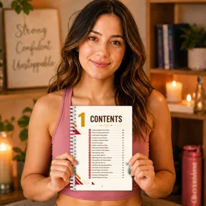 Detailed view of recipe notebook contents page showing healthy meal guides and clear page numbers.