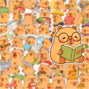 Cute capybara stickers 50pcs waterproof cartoon decal for journal laptop DIY decoration