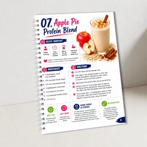 Cuaderno de recetas de batidos saludables encuadernado en espiral con plan de comidas.