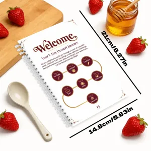7-daagse dessertgids spiralnotitieboekje met vers fruit en honing detailontwerp.