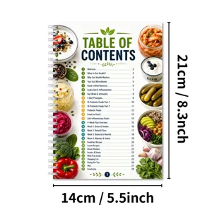 Spiral bound gut health nutrition guide notebook with daily meal prep planner and recipes.