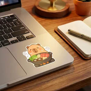 Cute capybara hot pot sticker waterproof vinyl decal for laptop notebook decoration