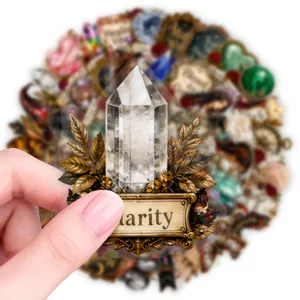 Vintage crystal cluster PET transparent sticker DIY waterproof journaling decoration decal
