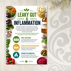 Detailed view of the nutritional diet planning spiral notebook page showing gut health infographic.